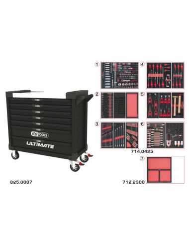 Servante ULTIMATE XL 7 tiroirs équipée de 428 outils