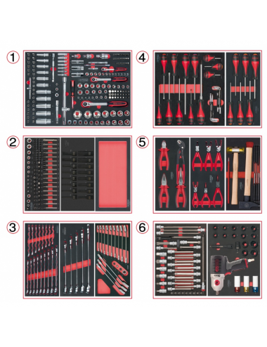 Composition d'outils 6 tiroirs pour servante, 429 pièces