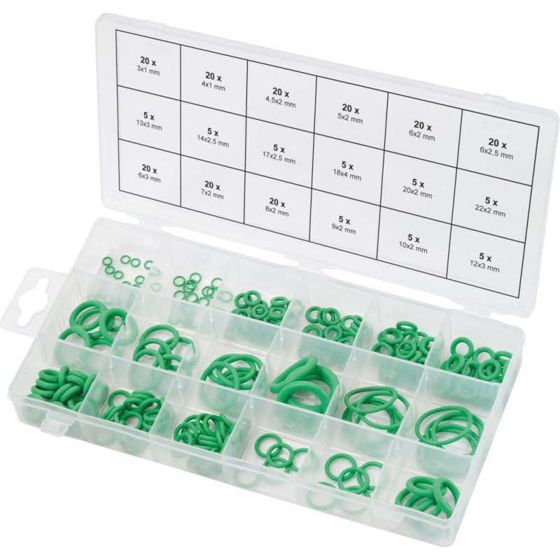 Assortiment De Joints Toriques BGS HNBR 225 Pièces - 3 à 22 Mm, Vert, Neuf