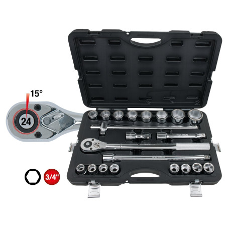 Douille 6 Pans Courte 19 Mm (3/4') - KS Tools, Chrome Vanadium, Finition Satinée - Pour Clé à Choc, Professionnel - 10