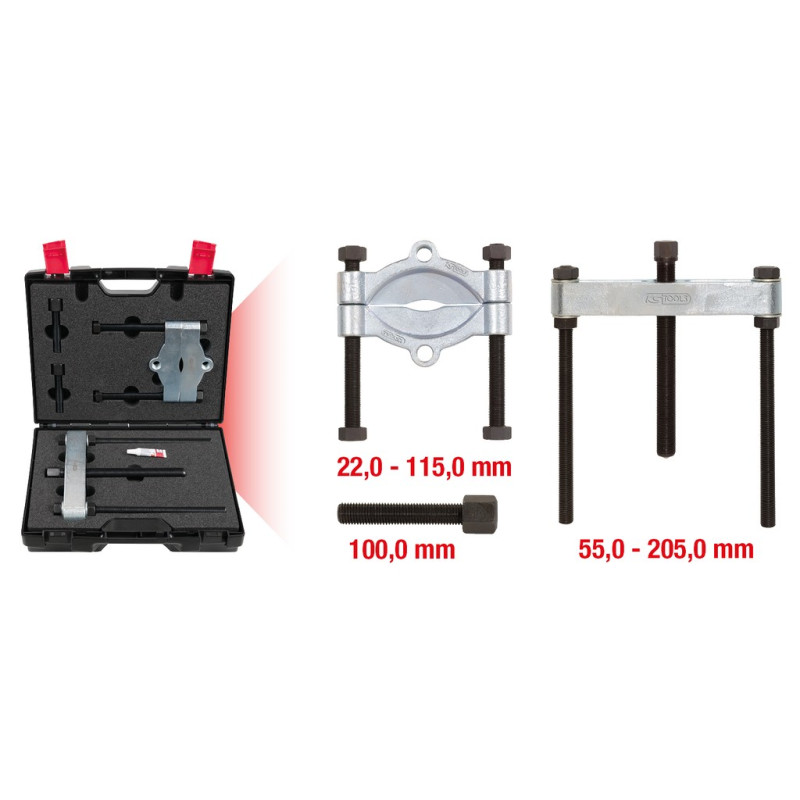 Coffret de décolleur de roulement - Diamètre 22 - 115mm avec potence Coffret de décolleur de roulement - Diamètre 22 - 115mm avec potence
