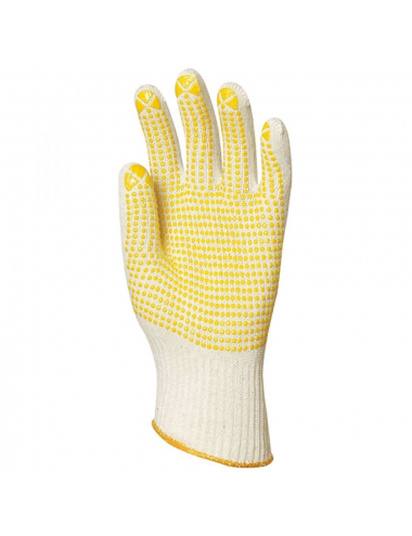 Gants coton tricoté avec picots jaunes 1 face