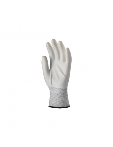 Gants  de protection polyester blanc, paume end.PU blanc T08 
